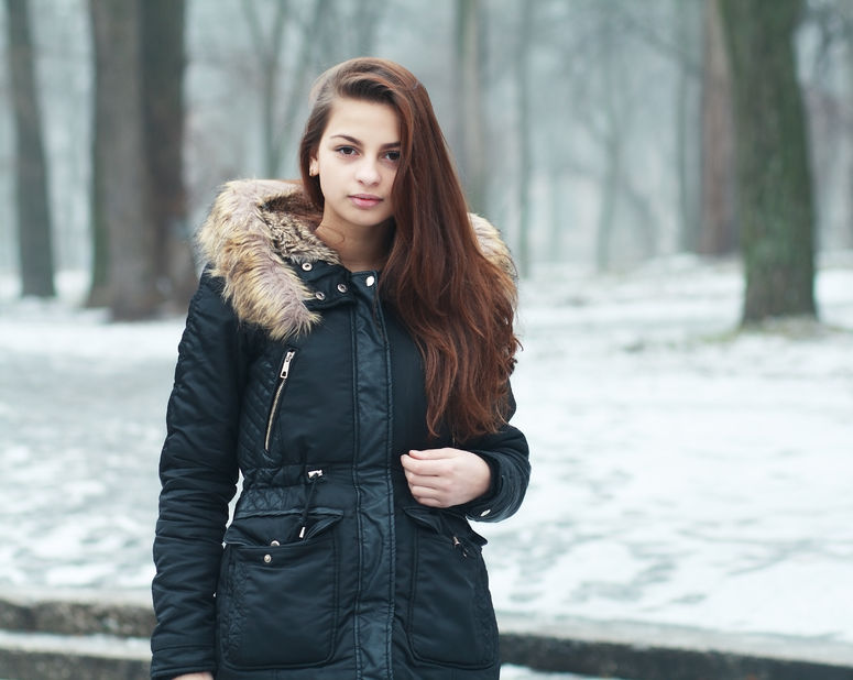 Youth wearing parka