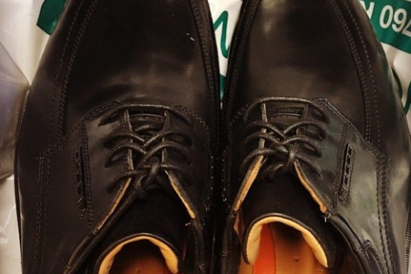 Pair of black dress shoes
